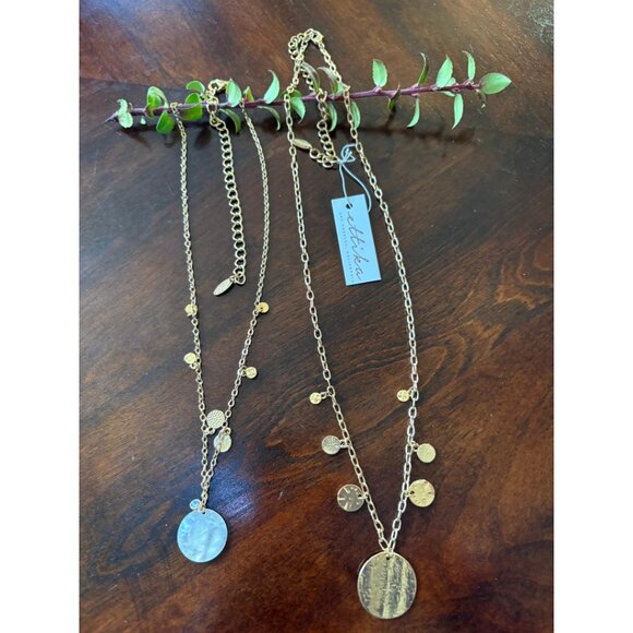 Ettika Layered Gold Coin & Shell Disc Necklace Set – 18kt Plated, Chic & Dainty - Picture 2 of 6